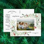 Christmas Watercolor Greenery Berries Family Photo Postcard<br><div class="desc">Celebrate the season with this fun postcard featuring your photo surrounded by a watercolor foliage frame and your custom note on the back. Or, if you'd like, delete the typed note on the back and handwrite each postcard individually. Add your return address for easy mailing. Elegant and beautiful yet simple...</div>