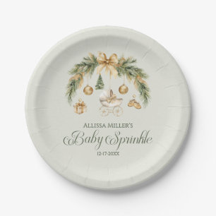 Christmas Watercolor Greenery Winter Baby Sprinkle Paper Plate