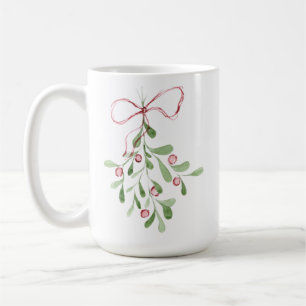 Christmas Watercolor Mistletoe Coffee Mug