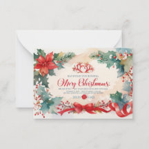 Christmas watercolor old flat invitation card