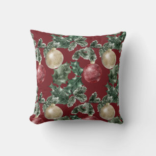Christmas Watercolor Ornaments Pattern Cushion