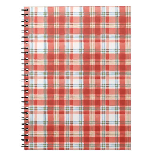 Christmas Watercolor Pattern Red Rustic Notebook (Front)