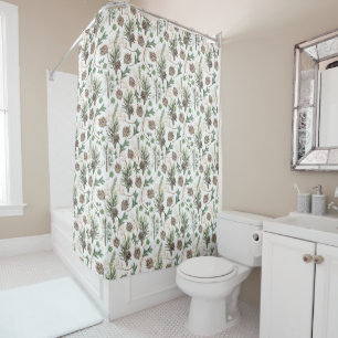 Christmas watercolor pattern shower curtain