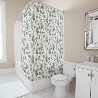 Christmas watercolor pattern shower curtain