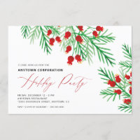 Christmas Watercolor Pine Branches Holiday Party