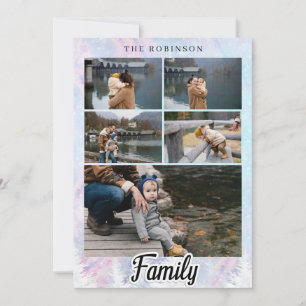 Christmas Watercolor Pink Blue Family Snow Trees Card