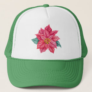 Christmas Watercolor Poinsettia Flower-74545 Trucker Hat