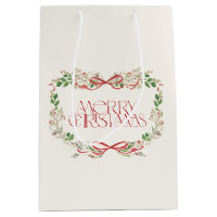 Christmas Watercolor Red Bows Traditional Vintage