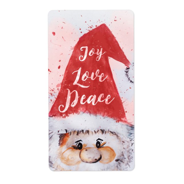Christmas watercolor Santa Claus “Joy Love Peace” (Front)