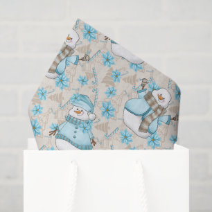 Christmas watercolor snowman Holiday party tissue Paper
