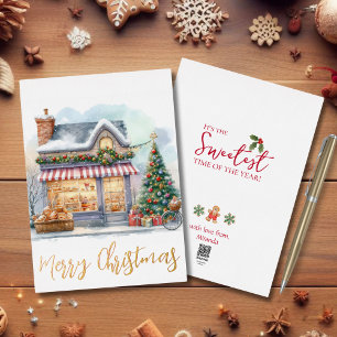 Christmas Watercolor Snowy Baking Goods Foil Holiday Card