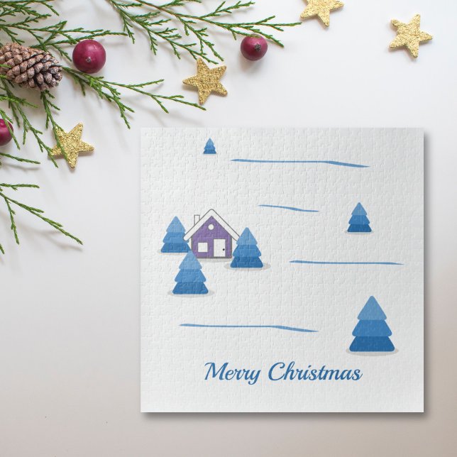 Christmas Watercolor Snowy Landscape Puzzle (Christmas Watercolor Snowy Landscape Puzzle)