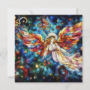 Christmas Watercolor Stained Glass Greeting Card