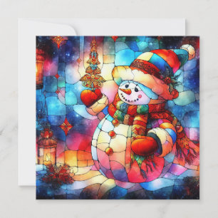 Christmas Watercolor Stained Glass Greeting Card