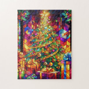 Christmas Watercolor Stained Glass Puzzle