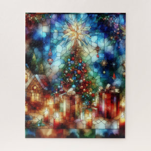Christmas Watercolor Stained Glass Puzzle