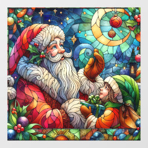 Christmas Watercolor Stained Glass Window Cling