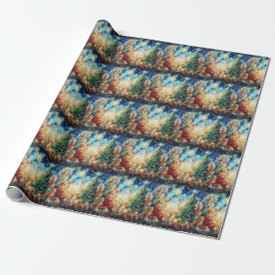 Christmas Watercolor Stained Glass Wrapping Paper