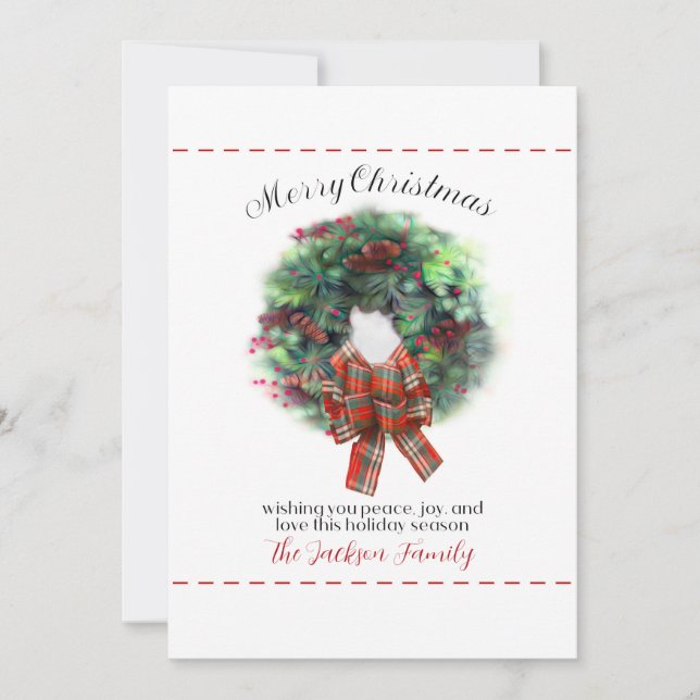 Christmas watercolor style wreath elegant classic  holiday card (Front)