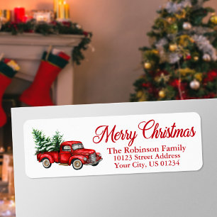 Christmas Watercolor Vintage Truck Return Address Return Address Label