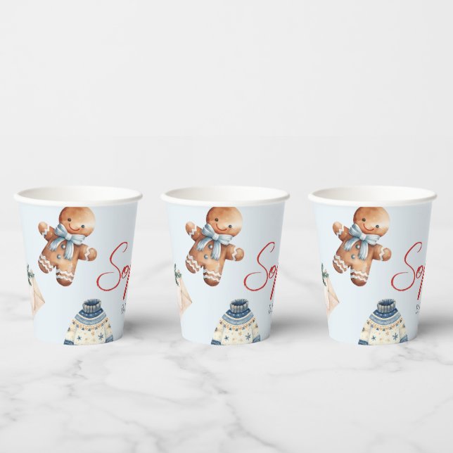 Christmas Watercolor Winter First Birthday Party Paper Cups (Multi)
