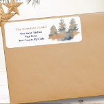 Christmas Watercolor Winter Forest Fir Trees Name Return Address Label<br><div class="desc">Christmas Watercolor Peach & Navy Winter Forest Fir Trees Name & Return Address Label.</div>