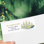 Christmas Watercolor Winter Forest Trees Name Return Address Label<br><div class="desc">Christmas Watercolor Moss Green & Navy Winter Forest Fir Trees Name & Return Address Label.</div>