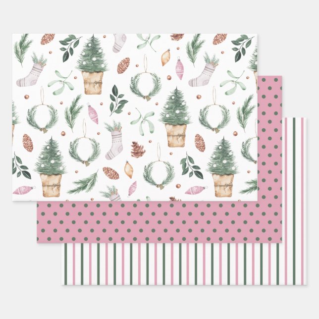Christmas Watercolor Wrapping Paper Sheet Set (Set)