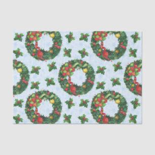 Christmas watercolor Wreath Holiday Tissue Paper