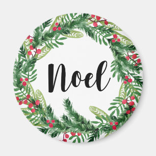 Christmas watercolor wreath magnet