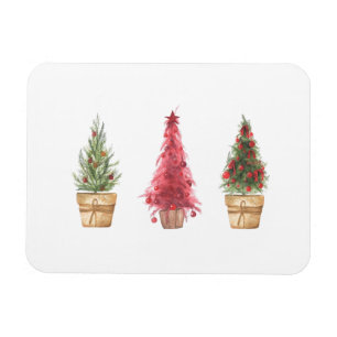 Christmas Watercolor Xmas Trees Magnet