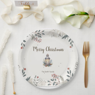 Christmas Watercolour Greetings  Paper Plate