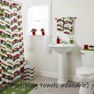 Christmas waves and snowflakes bathroom shower curtain