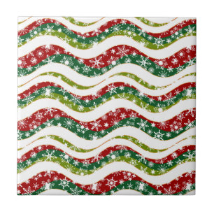 Christmas waves and snowflakes ceramic tile