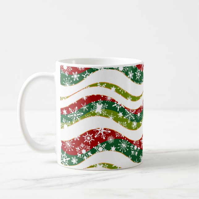 Christmas waves and snowflakes  coffee mug (Left)