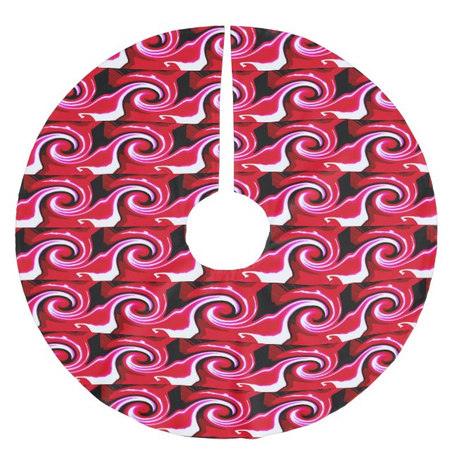 Christmas waves brushed polyester tree skirt (Front)
