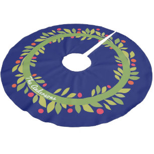 Christmas Weath   Green and Blue Brushed Polyester Tree Skirt