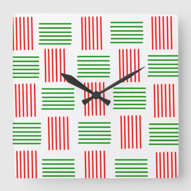 Christmas Weave Square Wall Clock (Front)