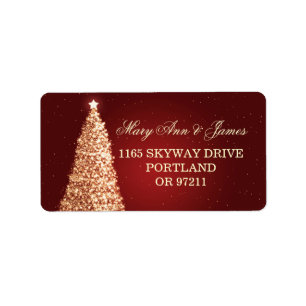 Christmas Wedding Address Gold Red Label