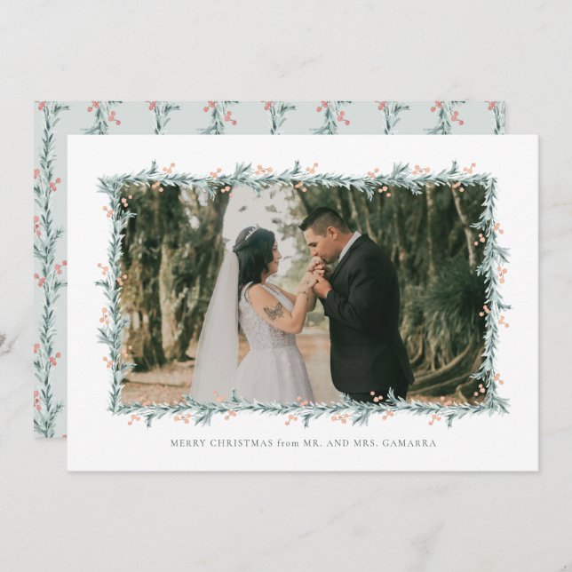 Christmas Wedding Announcement Photo Card (Front/Back)