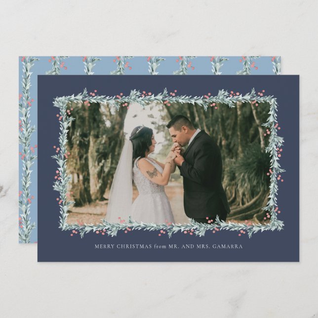 Christmas Wedding Announcement Photo Card (Front/Back)