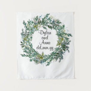 Christmas Wedding Back Drop, Greenery Photo Booth Tapestry