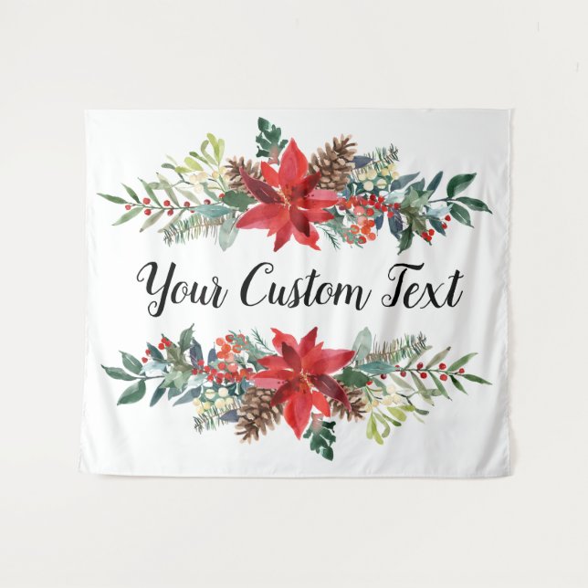 Christmas Wedding Back Drop, Holiday Photo Booth T Tapestry (Front (Horizontal))