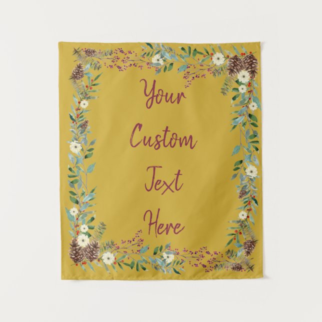 Christmas Wedding Backdrop, Reception Photo Booth Tapestry (Front)