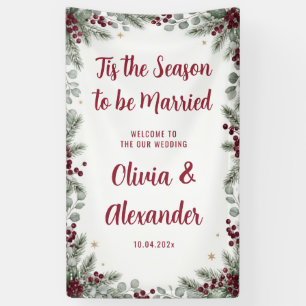Christmas Wedding Banner,Tis The Season To Be Marr Banner