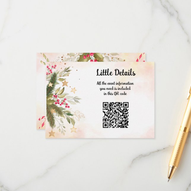 Christmas Wedding  Bridal Shower Wedding Details   Enclosure Card (Front/Back In Situ)