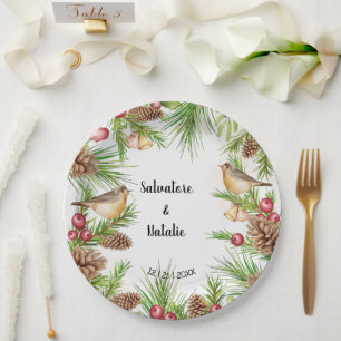 Christmas Wedding Bridal Wedding Reception Paper Plate