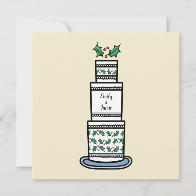 Christmas Wedding Cake Illustration  Invitation (Front)