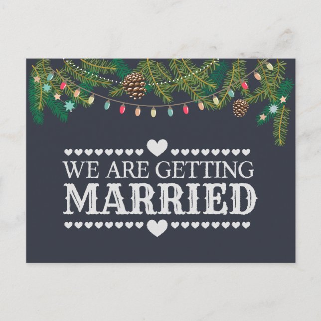 Christmas Wedding Chalkboard Save the Date Announcement Postcard (Front)