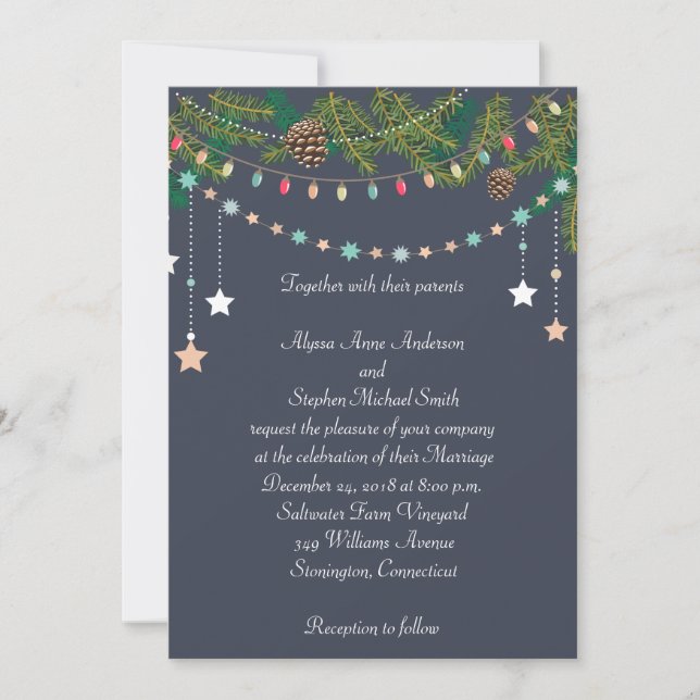Christmas Wedding Chalkboard Wedding Invitation (Front)